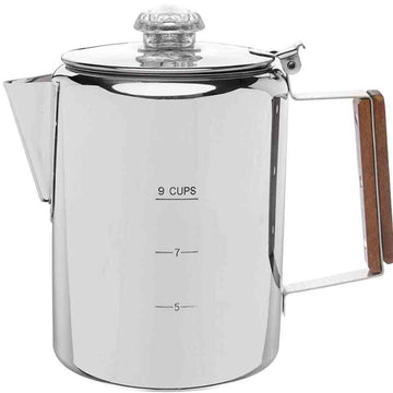 Stainless steel Bozeman percolator, 9-cup capacity