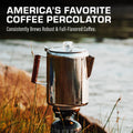Bozeman percolator by river, robust coffee brewing