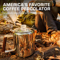 Bozeman percolator in forest, robust coffee brewing