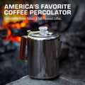 Bozeman percolator by campfire, robust coffee brewing