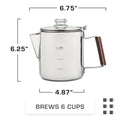 Dimensions of Bozeman percolator, 6-cup capacity