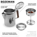 Bozeman percolator components, stainless steel design