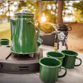 COLETTI Classic Green Enamel Percolator and 4-Piece Mug Set