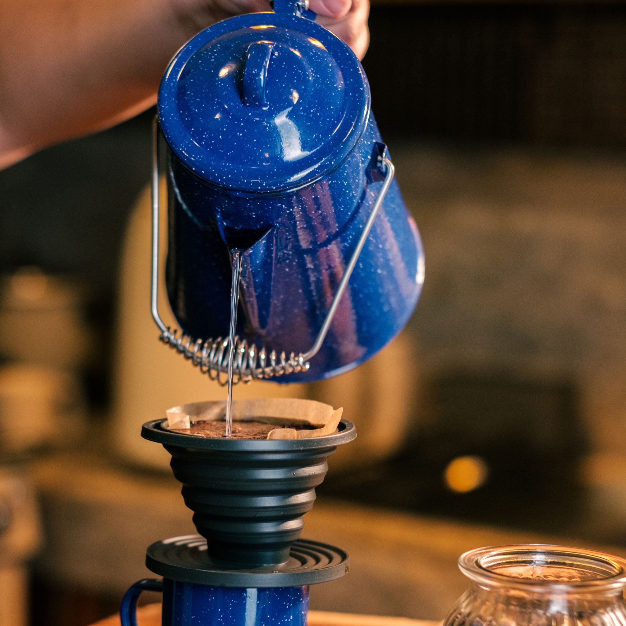 Blue Enamel Camping Kettle | COLETTI Campfire Kettle