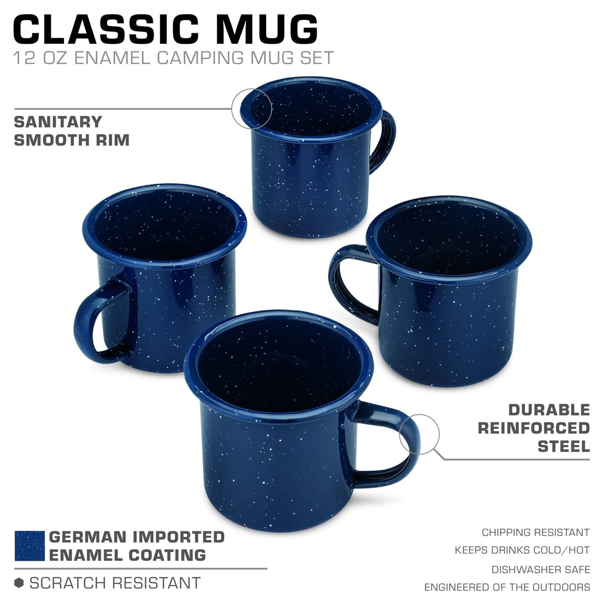 Classic Camping Mugs - DRINKING_CUP - Classic-Mug-Blue-12oz-4ct