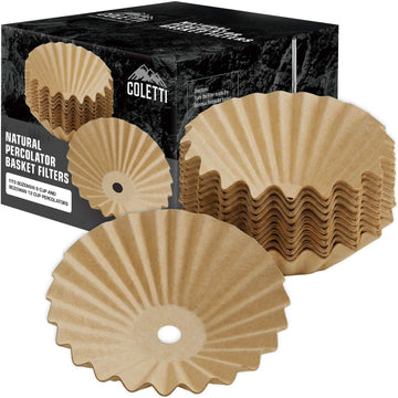 COLETTI natural percolator basket coffee filters, 100-pack box for Bozeman 9-cup and 12-cup percolators
