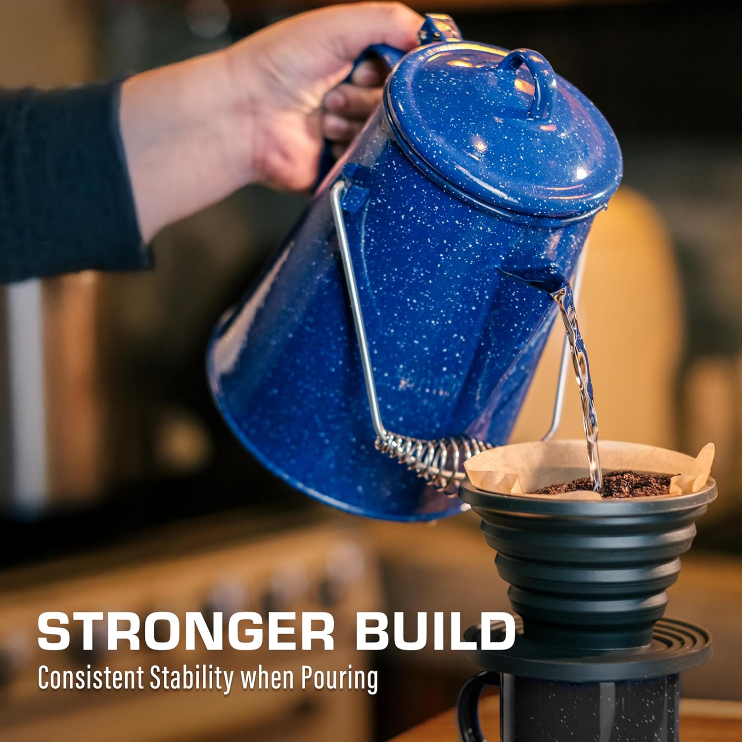 COLETTI Camp Coffee Kettle | 12-Cup Classic Blue