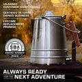 COLETTI Scoutmaster 24-Cup Percolator Features — Handle, Lid, Basket