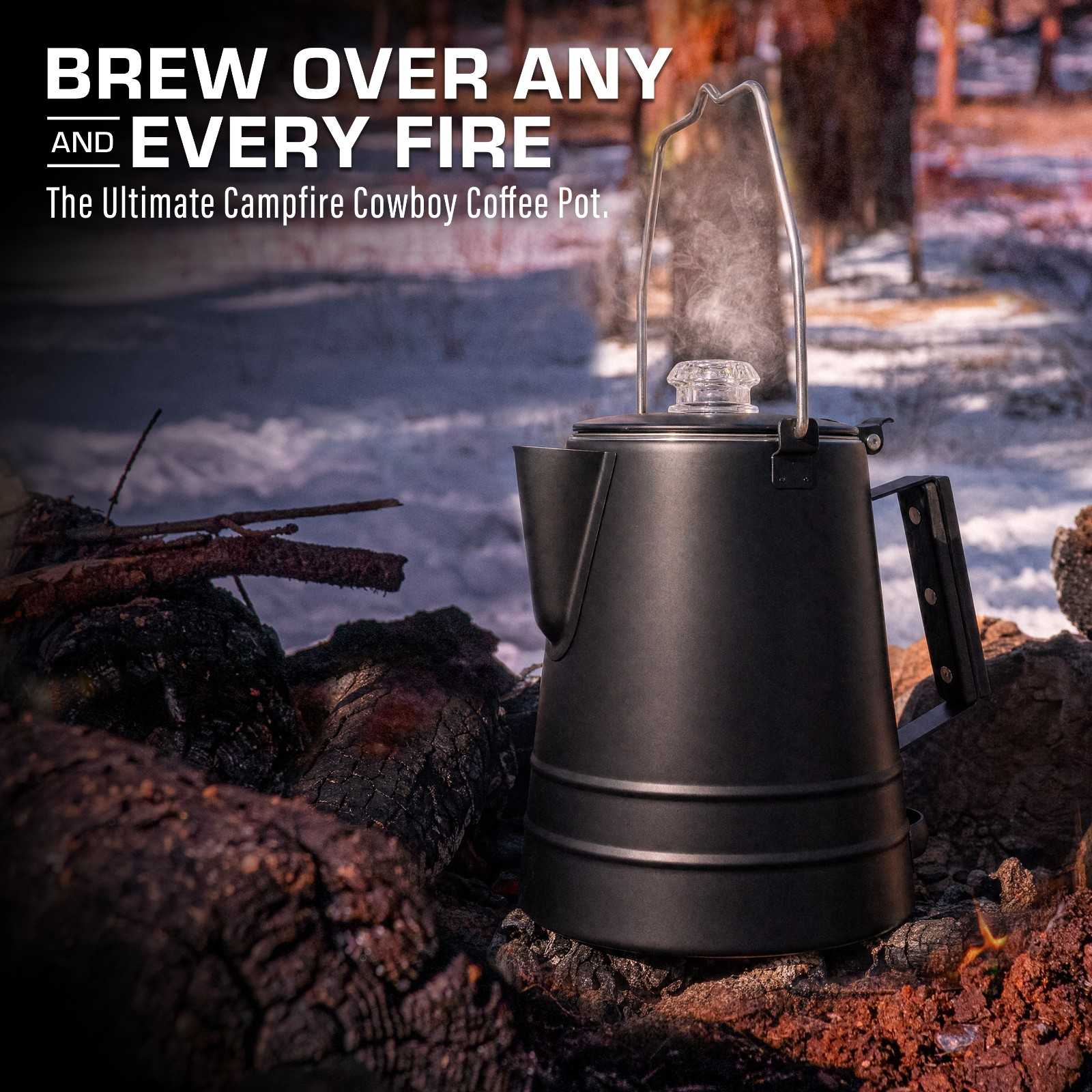 COLETTI Black Butte 14-Cup Large Group Stainless Steel Camping Percolator Cowboy Coffee Pot