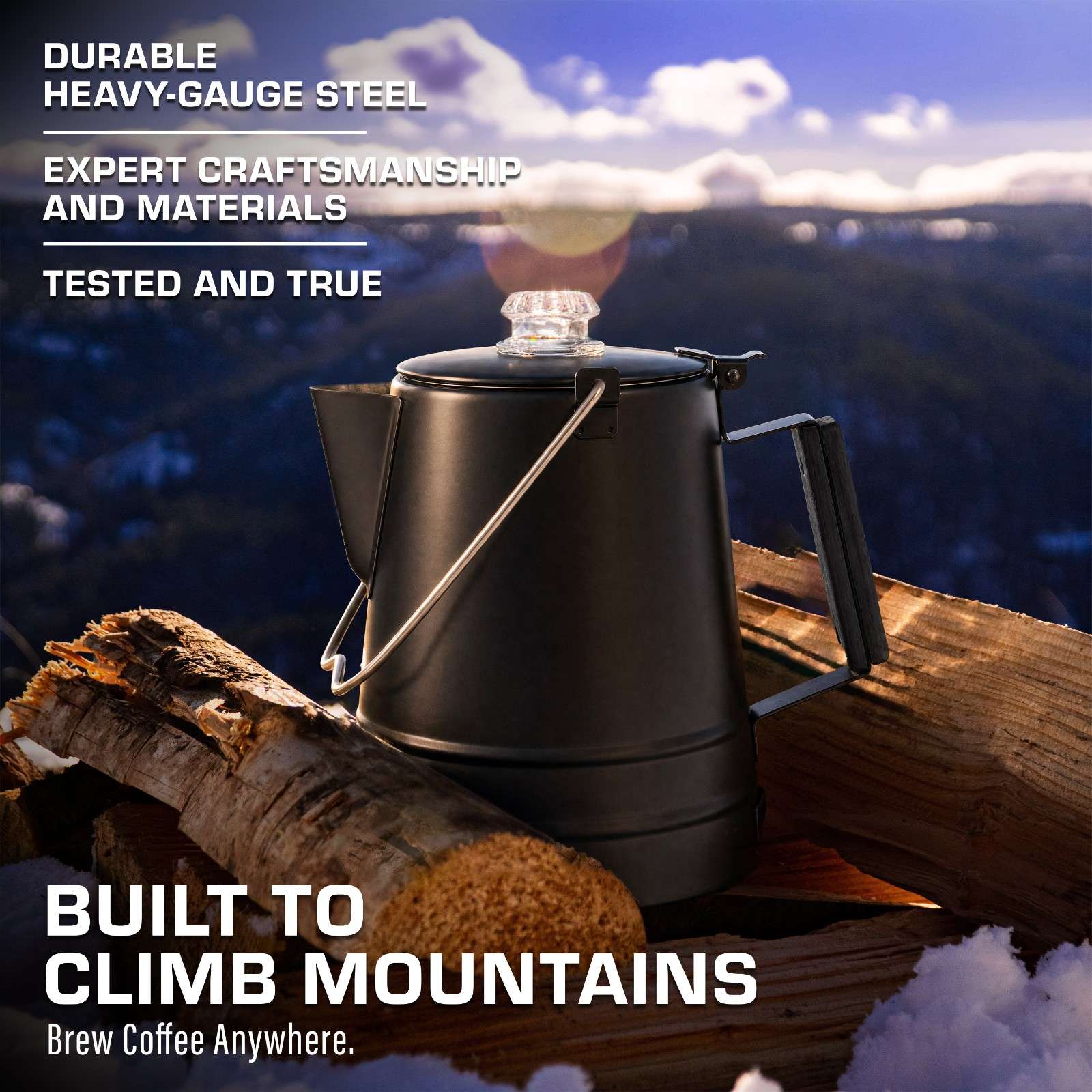 COLETTI Black Butte 14-Cup Large Group Stainless Steel Camping Percolator built to climb