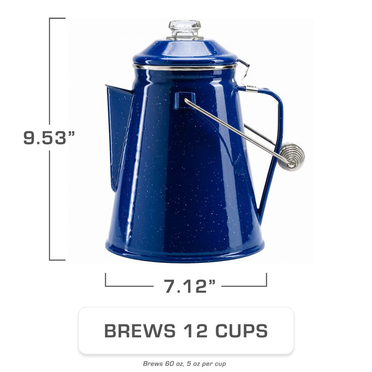 Classic Enamel Camping Coffee Percolator - COFFEE_MAKER - Classic-BLUE-12 Cup