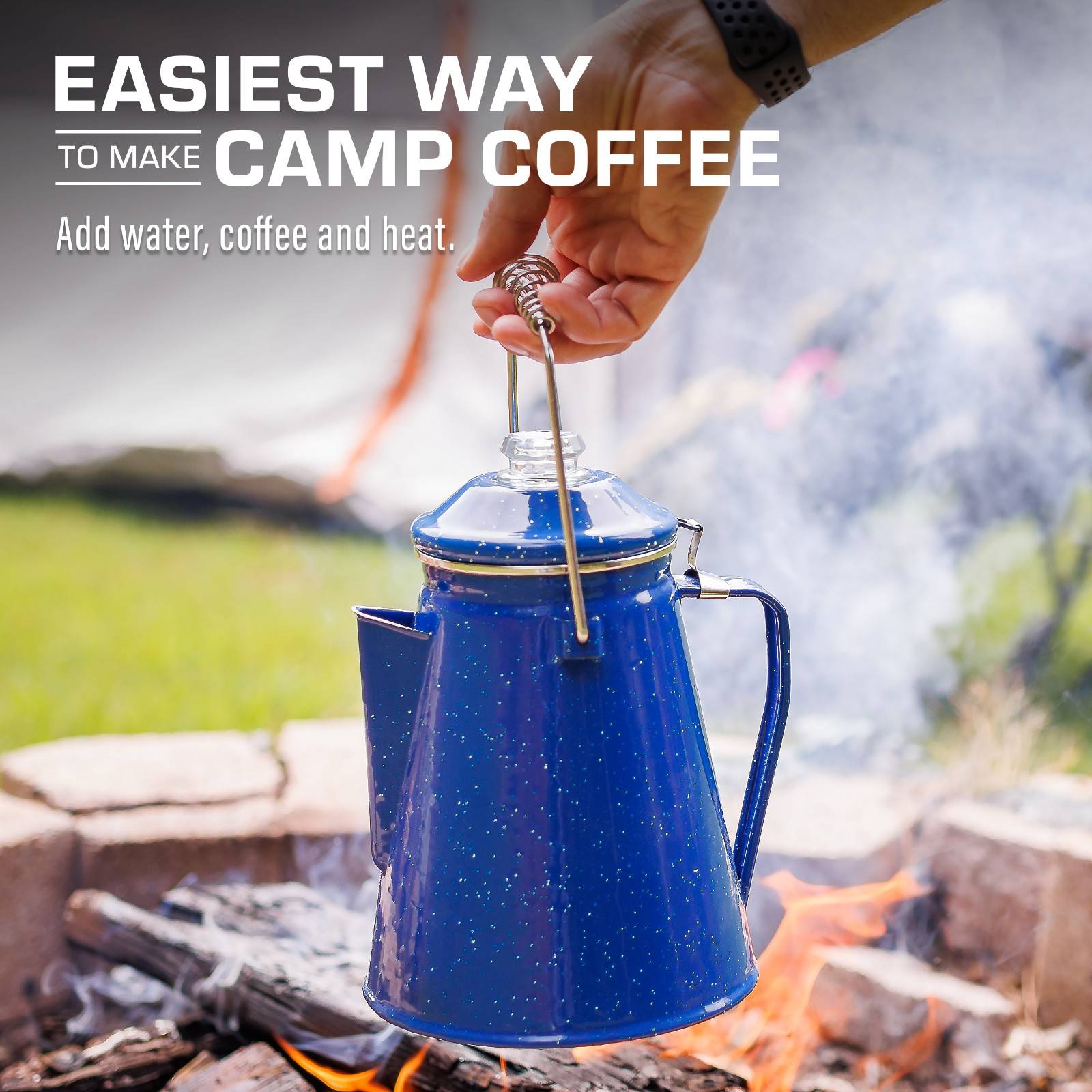 Classic Enamel Camping Coffee Percolator - COFFEE_MAKER - Classic-BLUE-12 Cup