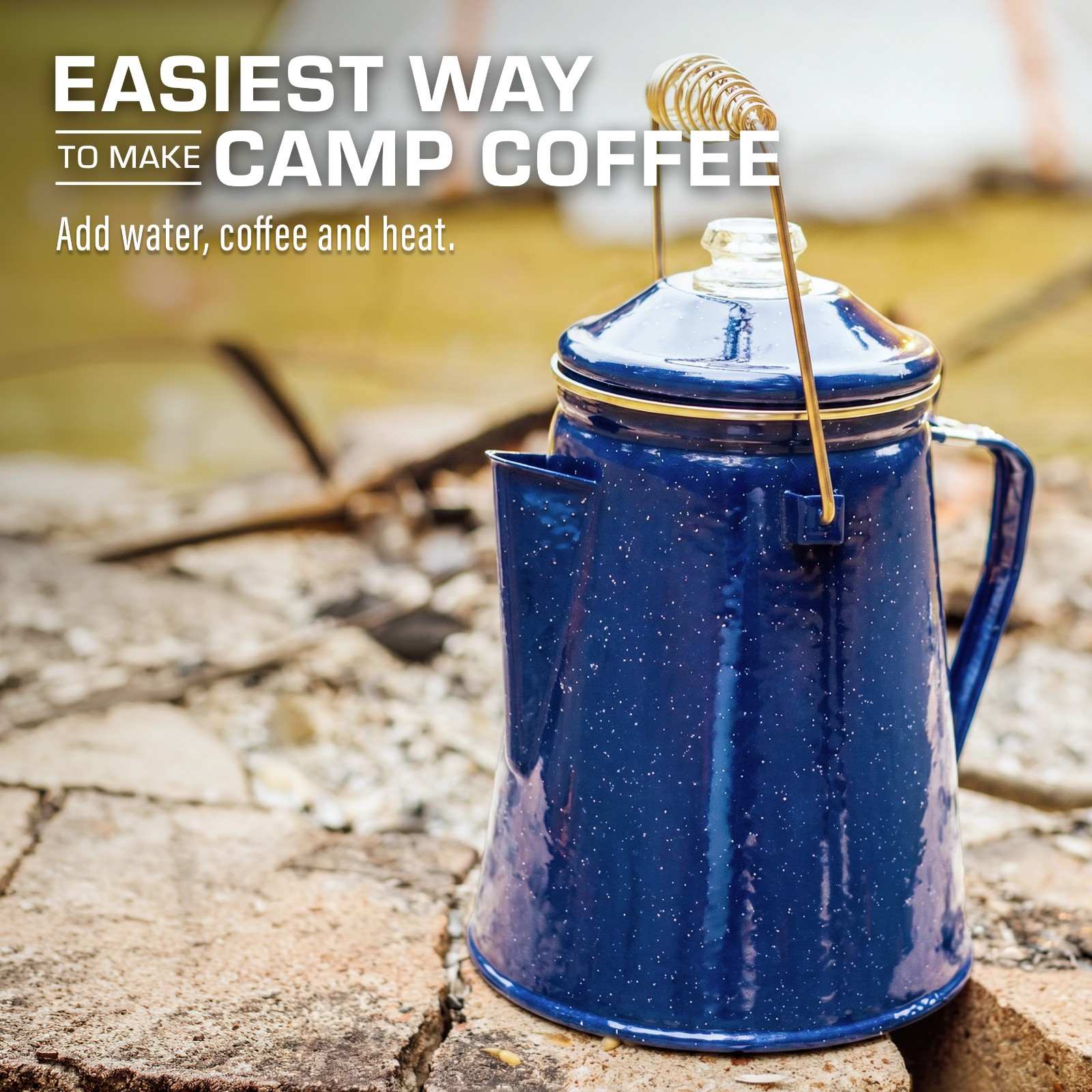Classic Enamel Camping Coffee Percolator - COFFEE_MAKER - Classic-BLUE 18 Cup