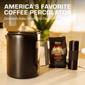 COLETTI Bozeman Black Coat Percolator Features — Hardwood Handle, No Plastic
