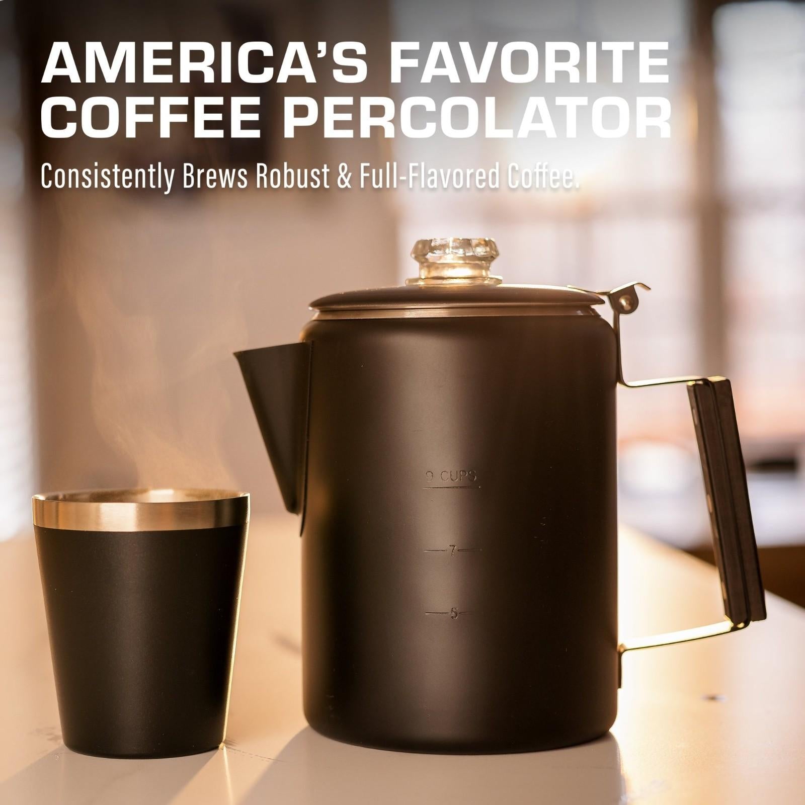 Bozeman Black Coffee Percolator | Stainless Steel | COLETTI