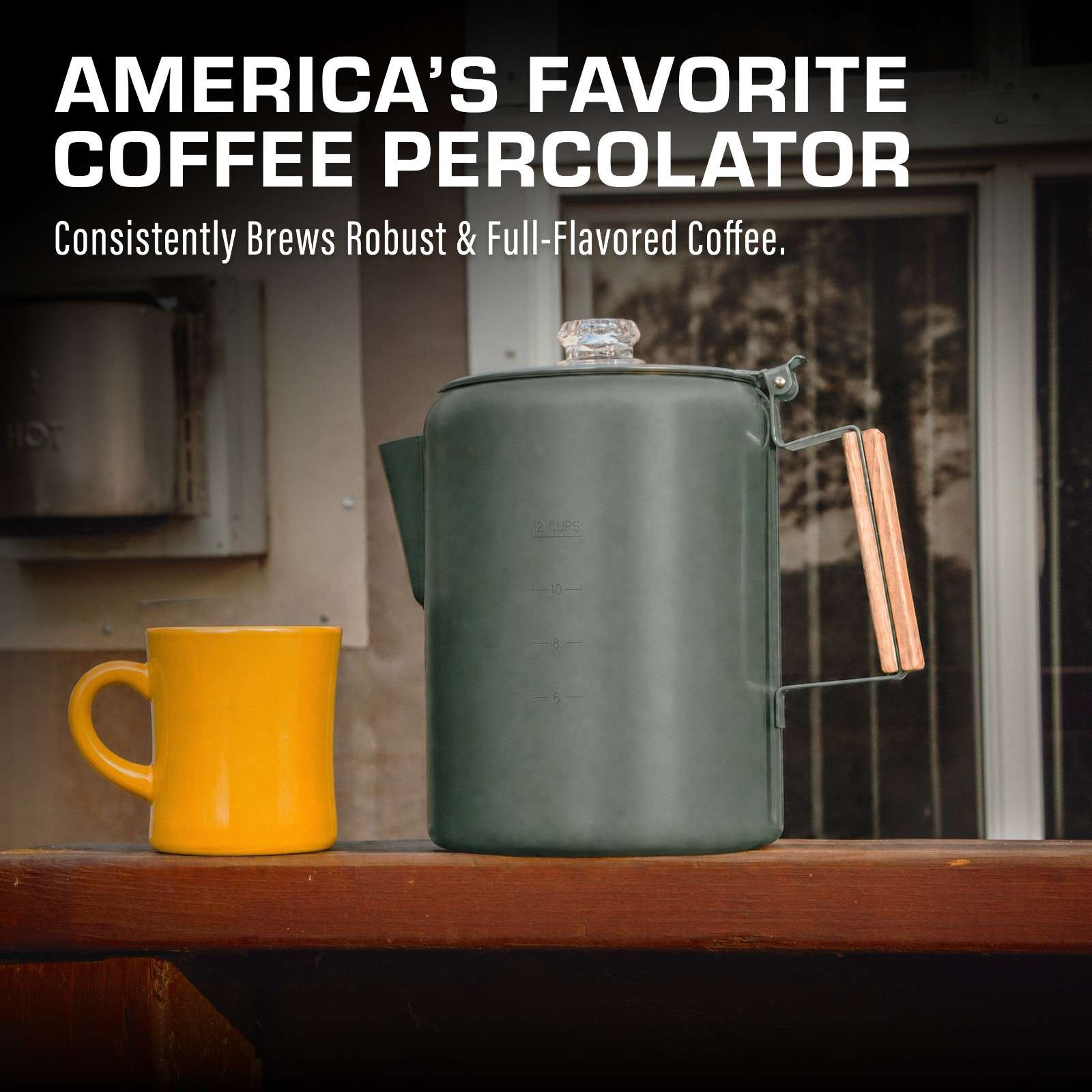 Bozeman Color Series Camping Percolator - COFFEE_MAKER - Bozeman-GRN-12C America's Favorite
