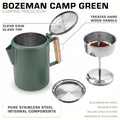 Bozeman Color Series Camping Percolator - COFFEE_MAKER - Bozeman-GRN-12C Features