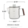 COLETTI Bozeman 6-Cup Percolator Dimensions and Size Chart