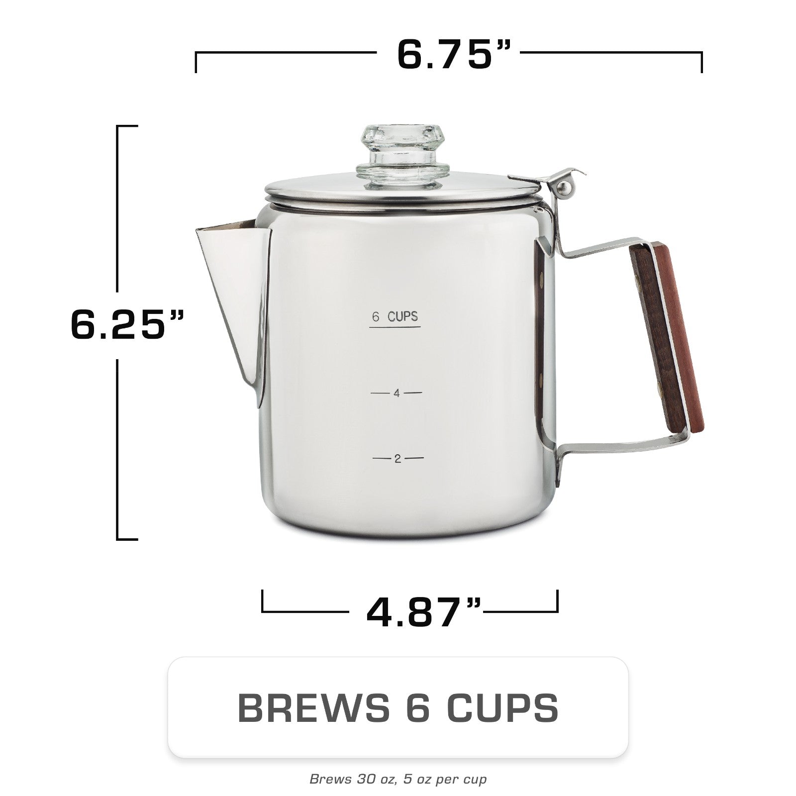 Bozeman Stainless Steel Coffee Bundle - COFFEE_MAKER - Bozemanset-SS-06C Dimensions