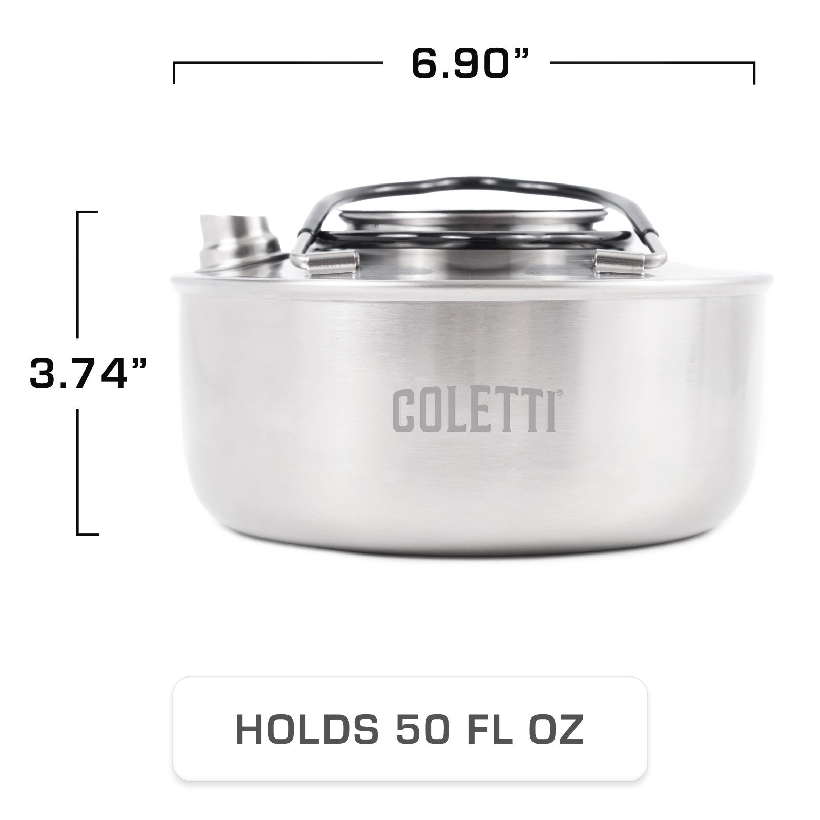 COLETTI Boston Camping Kettle — Stovetop and Campfire Tea Kettle
Dimension