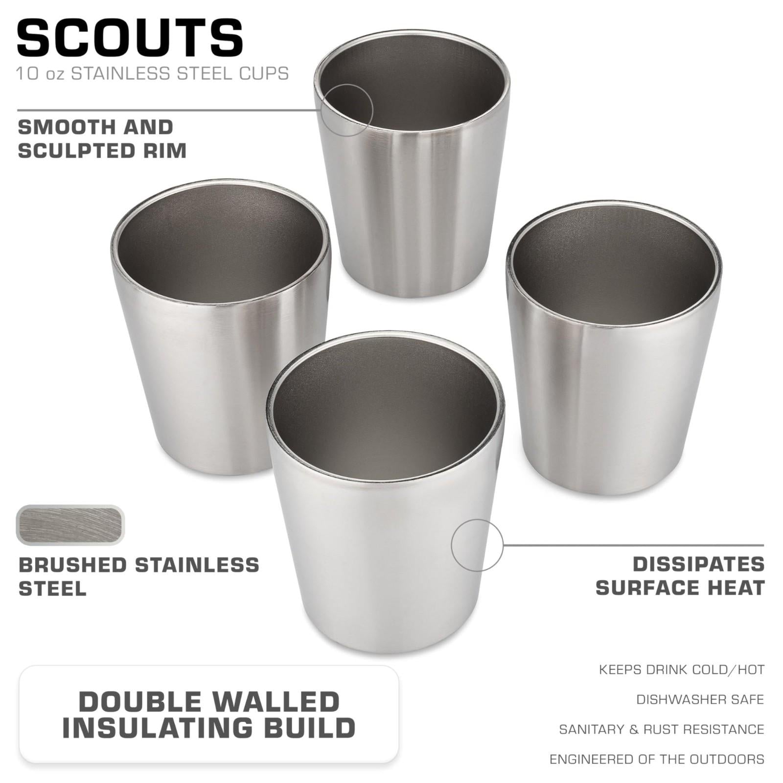 COLETTI Scouts Black Stackable Stainless Steel Camping Cups — Set of 4