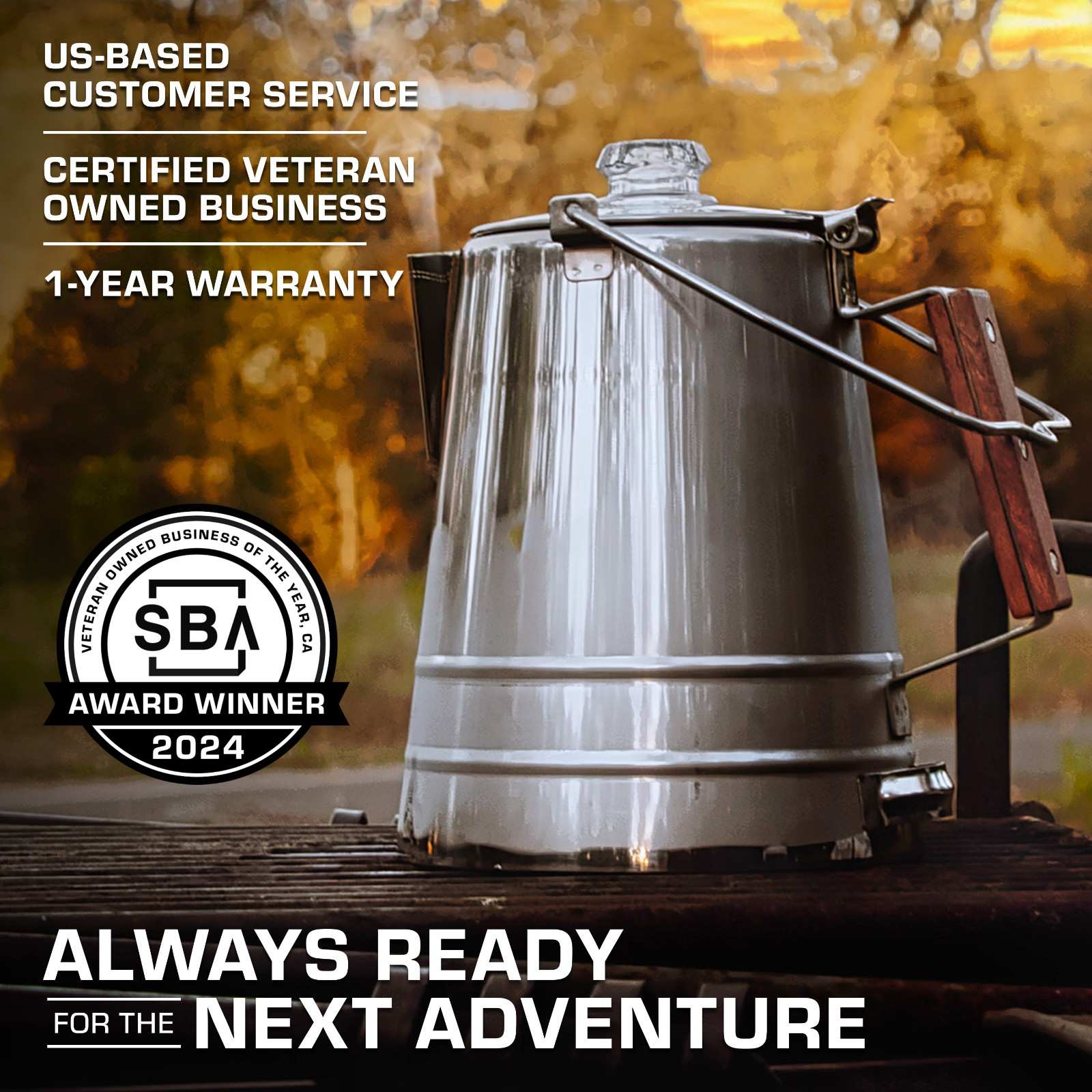 COLETTI Butte 14-Cup Large Group Stainless Steel Camping Percolator Always ready 