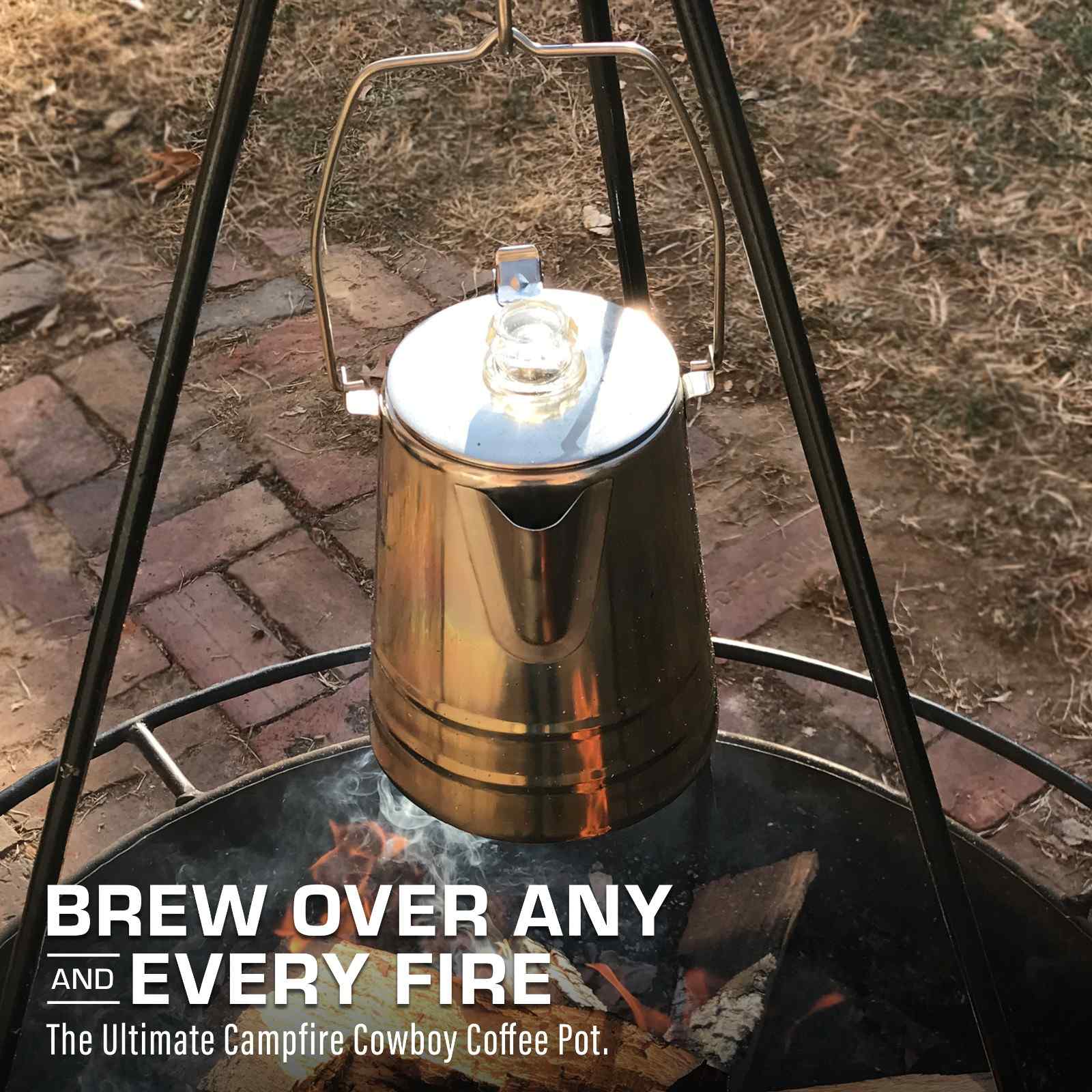 COLETTI Butte 14-Cup Large Group Stainless Steel Camping Percolator Cowboy Coffee Pot