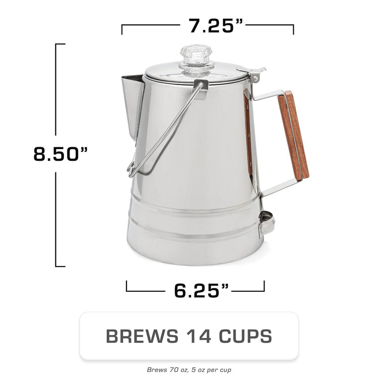 COLETTI Butte 14-Cup Large Group Stainless Steel Camping Percolator
