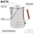 COLETTI Butte 14-Cup Large Group Stainless Steel Camping Percolator Features