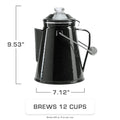 Classic Enamel Camping Coffee Percolator - COFFEE_MAKER - Classic-Black 12 Cup