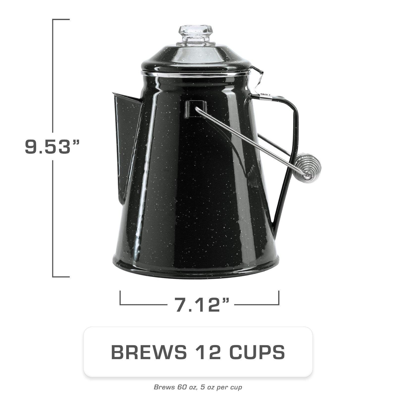 Classic Enamel Camping Coffee Percolator - COFFEE_MAKER - Classic-Black 12 Cup