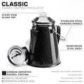 Classic Enamel Camping Coffee Percolator - COFFEE_MAKER - Classic-Black 12 Cup