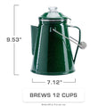 Classic Enamel Camping Coffee Percolator - COFFEE_MAKER - Classic-Green 12 Cup