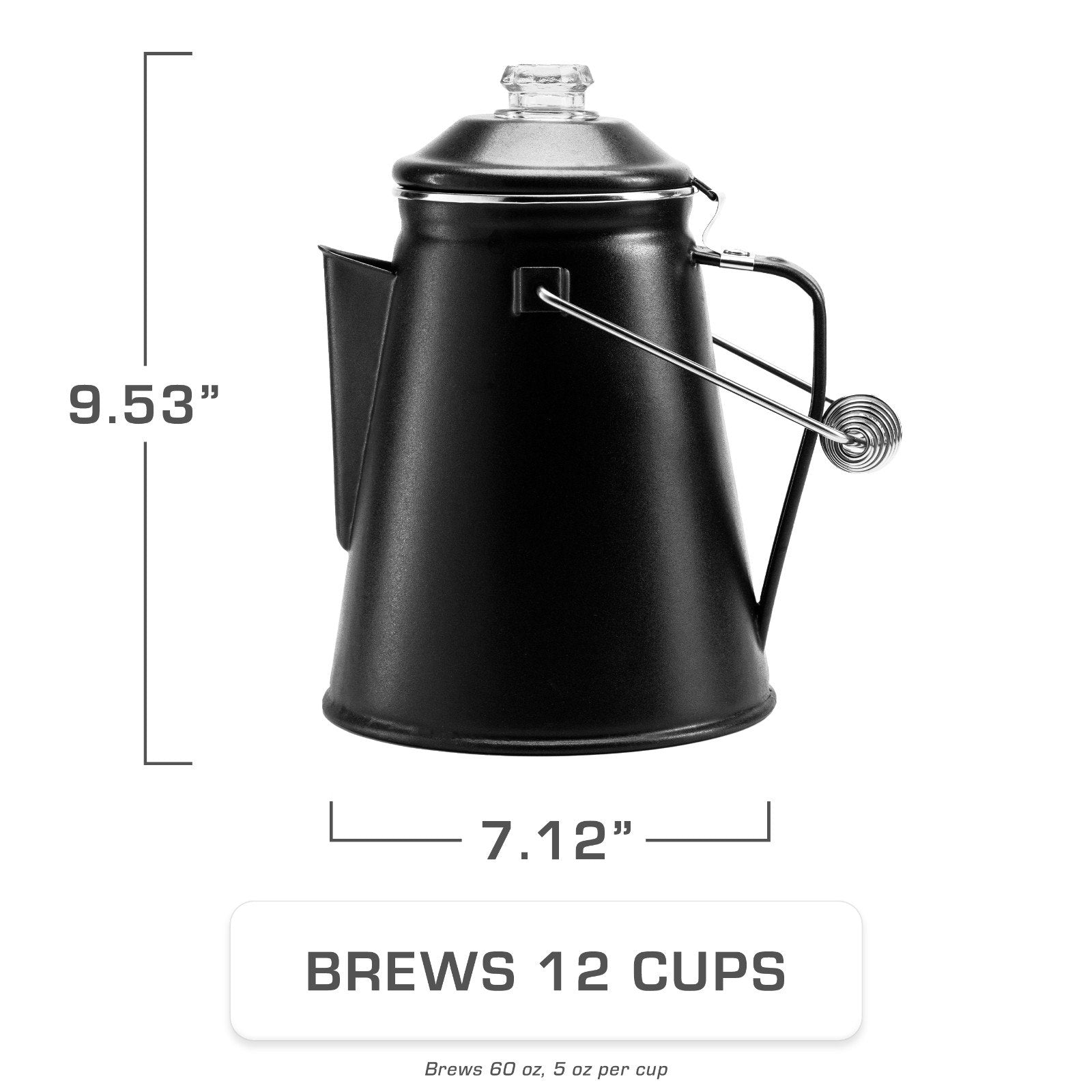 Classic Enamel Camping Coffee Percolator - COFFEE_MAKER - Classic-Gray 12 cup