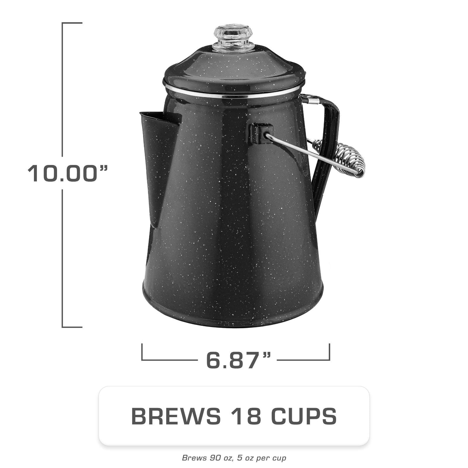 Classic Enamel Camping Coffee Percolator - COFFEE_MAKER - Classic-Black 18 Cup