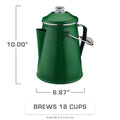 Classic Enamel Camping Coffee Percolator - COFFEE_MAKER - Classic-Green  18 Cup