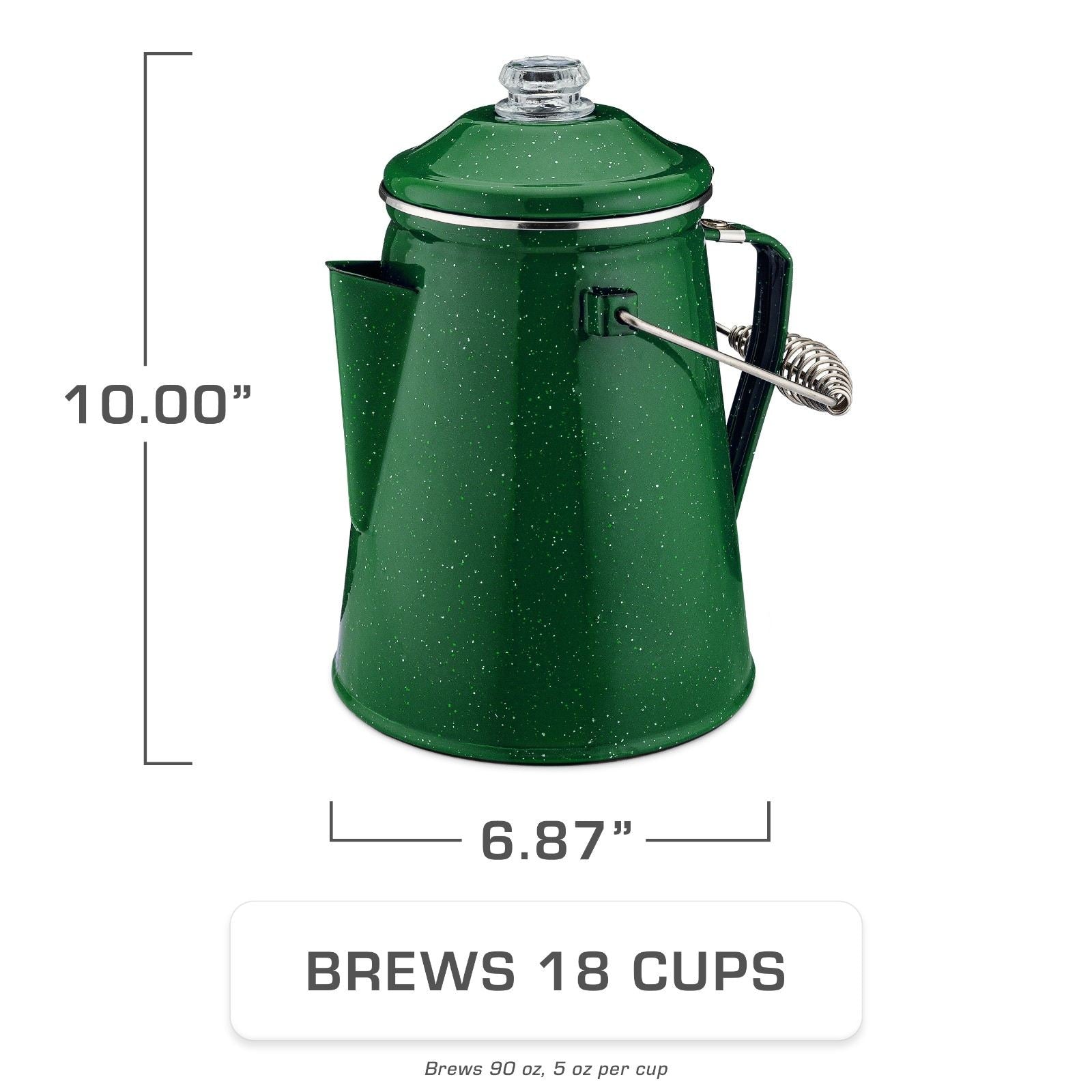Classic Enamel Camping Coffee Percolator - COFFEE_MAKER - Classic-Green  18 Cup