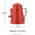 Classic Enamel Camping Coffee Percolator - COFFEE_MAKER - Classic-Red 12 Cup