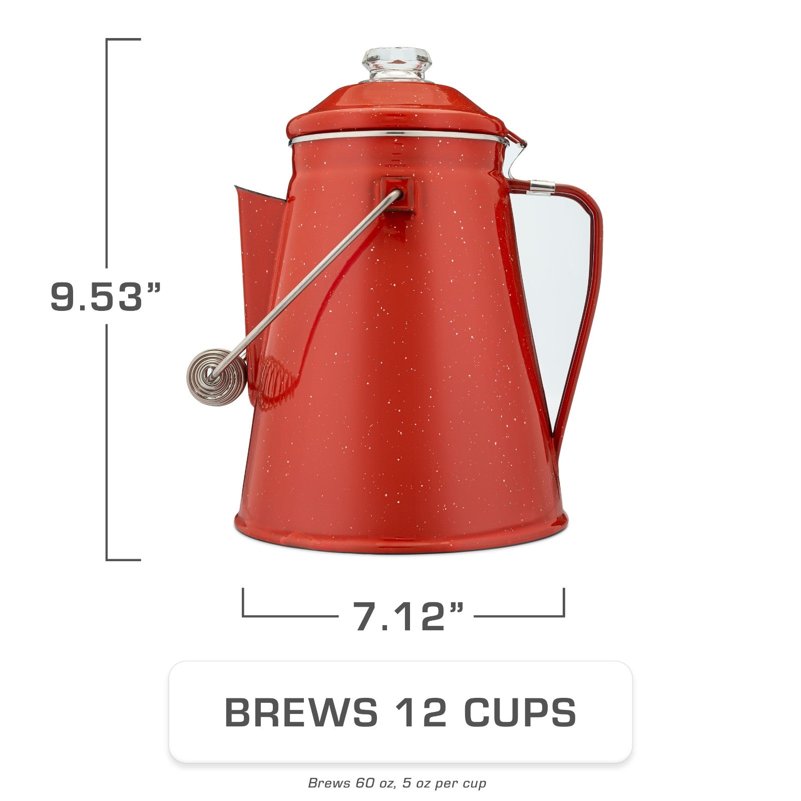 Classic Enamel Camping Coffee Percolator - COFFEE_MAKER - Classic-Red 12 Cup
