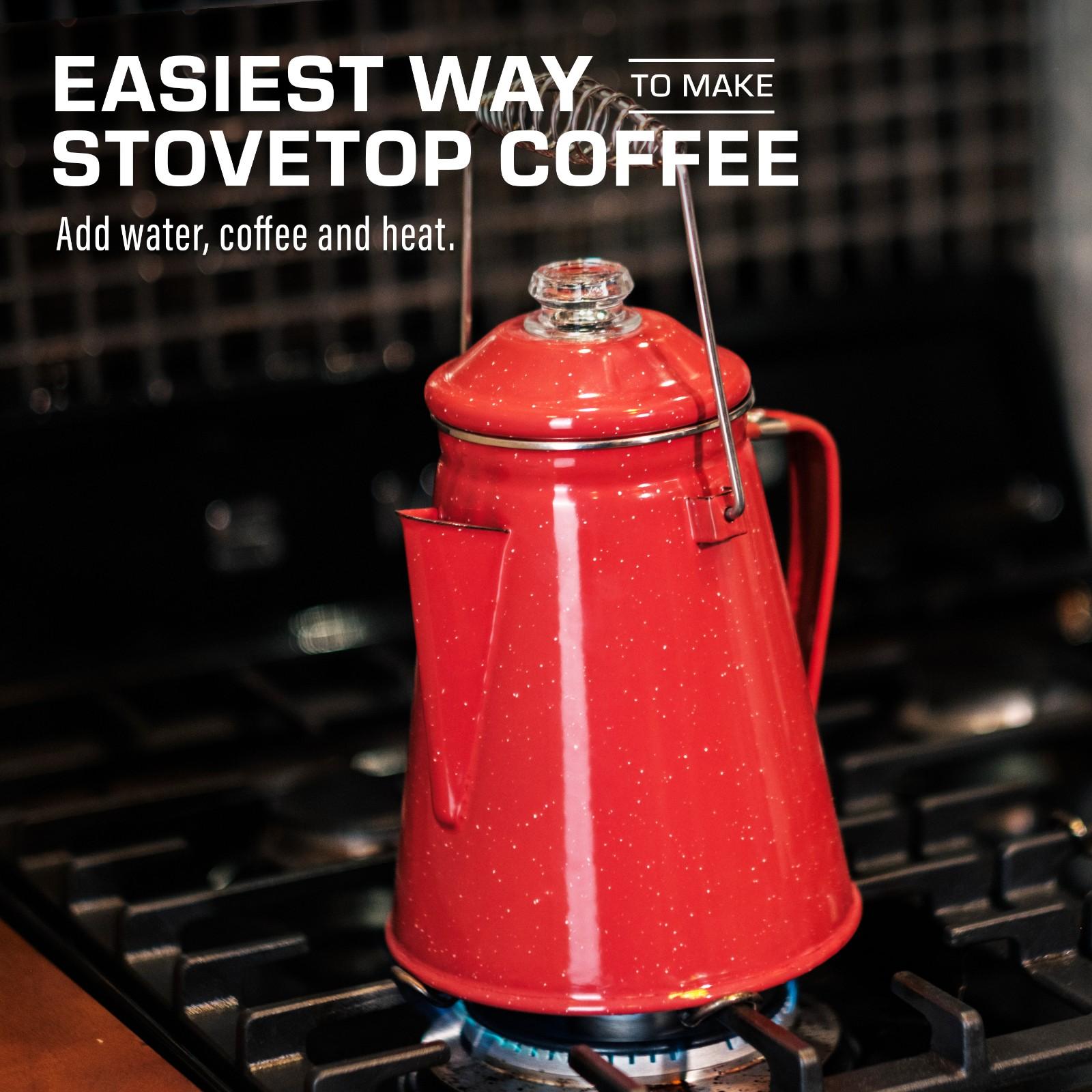 Classic Enamel Camping Coffee Percolator - COFFEE_MAKER - Classic-Red 12 Cup