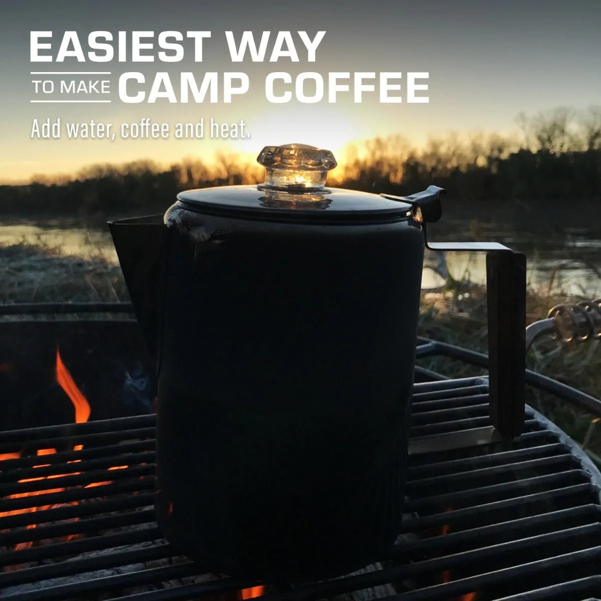 COLETTI Bozeman Black Coat Coffee Percolator 9 Cup for camping and stovetop brewing