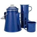 COLETTI Classic Blue Enamel Percolator and 4-Piece Mug Set