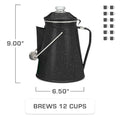 COLETTI Classic Black Enamel Percolator and 4-Piece Mug Set