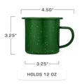 COLETTI Classic Green Enamel Percolator and 4-Piece Mug Set