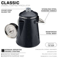 Classic Enamel Camping Coffee Percolator - COFFEE_MAKER - Classic-Black 18 Cup