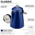 Classic Enamel Camping Coffee Percolator - COFFEE_MAKER - Classic-BLUE 18 Cup