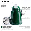 Classic Enamel Camping Coffee Percolator - COFFEE_MAKER - Classic-Green 12 Cup