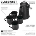 COLETTI Classic Black Enamel Percolator and 4-Piece Mug Set
