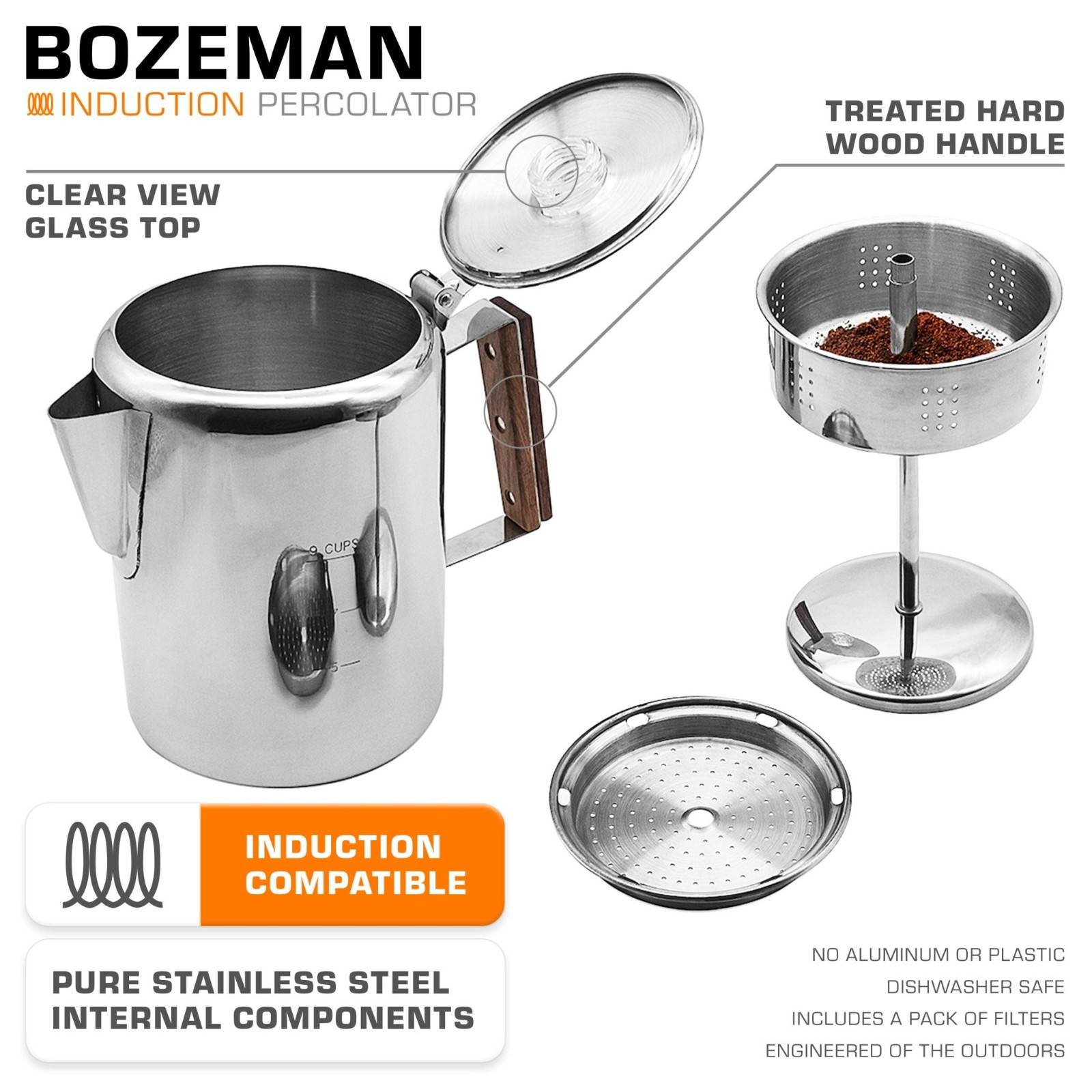 Bozeman Induction Coffee Percolator