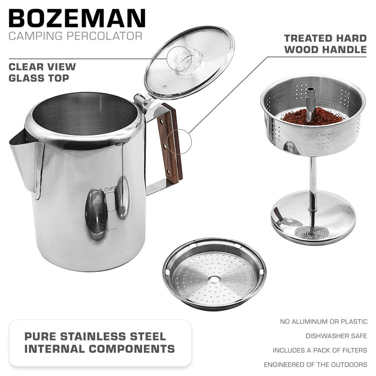 Bozeman Camping Coffee Percolator - COFFEE_MAKER - Bozeman-SS-09C